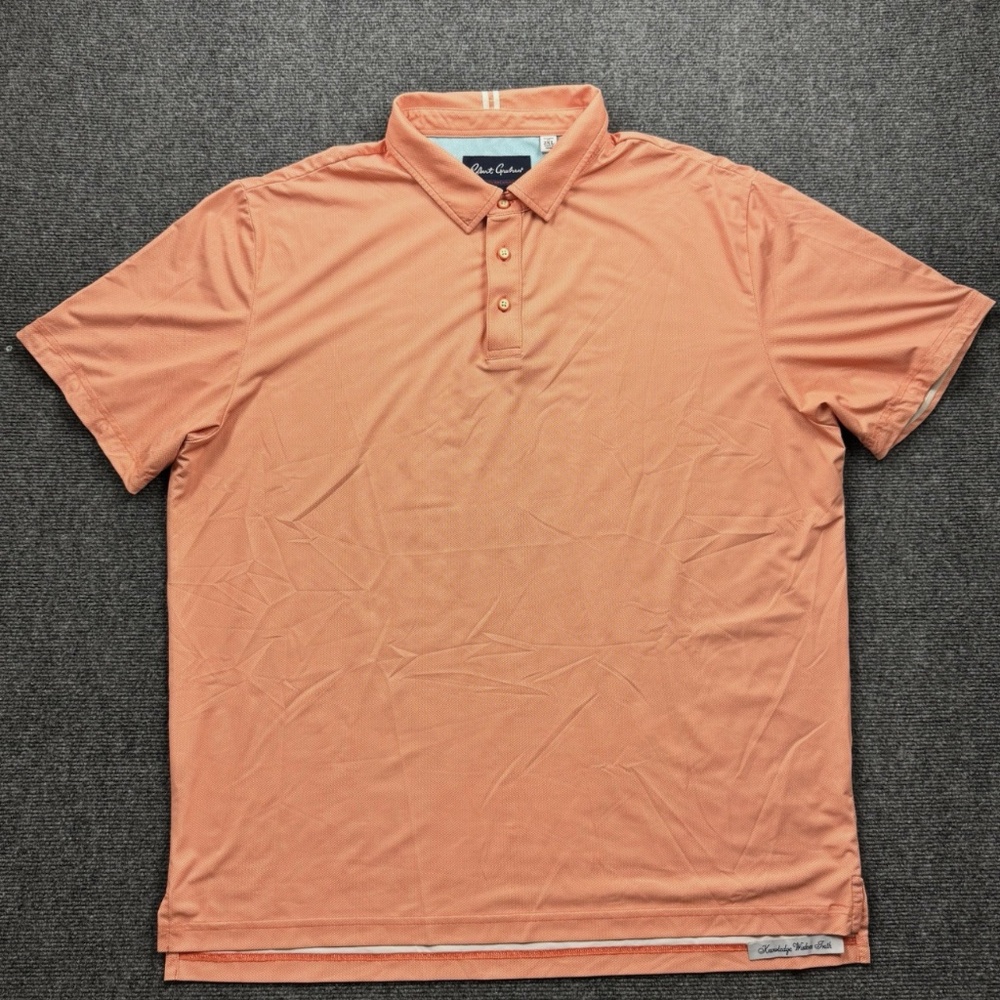 Robert Graham Polo Shirt Mens 2XL Orange Microprint Classic Performance Designer